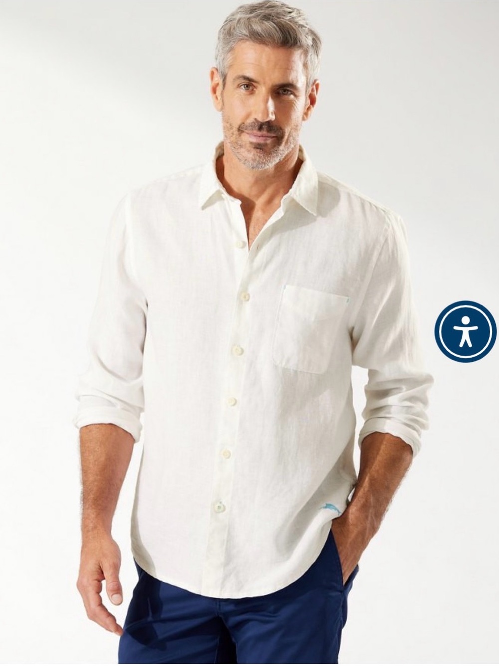 Tommy Bahama Sea Glass Breezer Linen Shirt TR310622 Lawn Chair M